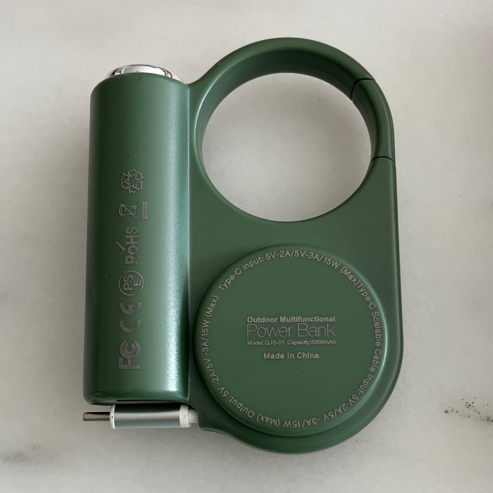 Gray Outdoor Power Bank with Flashlight